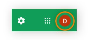 Highlighting the account icon in Google's Find My Device web portal.