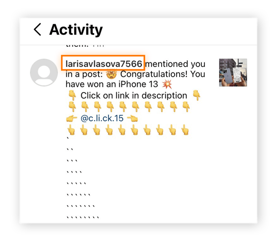 In the Instagram mobile app, tap the scammer's username to go to their profile.