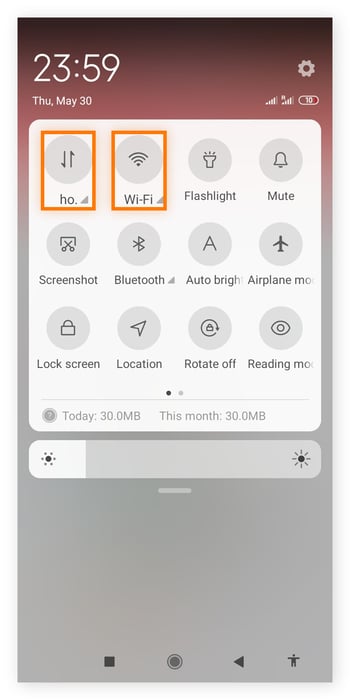 Painel de controle no Android