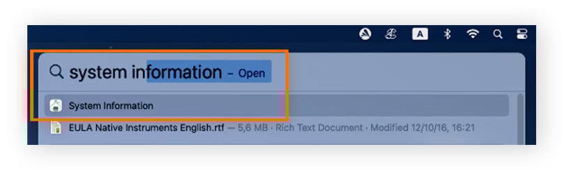 Para ver detalhes sobre sua RAM, abra uma pesquisa no Spotlight e digite System Information (Informações do sistema) e, em seguida, inicie-a