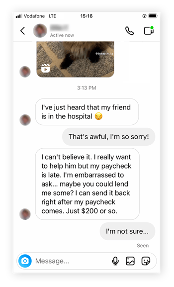 An example of a romance scam carried out through a fake text message.