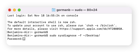 Puede realizar una prueba de diagnóstico desde Terminal.