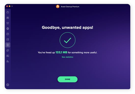 Avast Cleanup le confirmará que las aplicaciones se han eliminado correctamente del Mac.