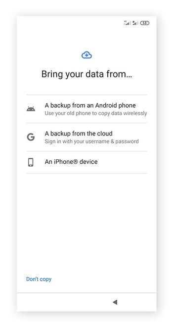 Cómo elegir de dónde importar los datos tras un restablecimiento a los valores de fábrica en Android