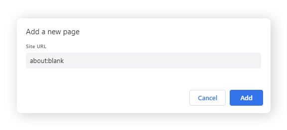 Setting about:blank as the homepage in Google Chrome.